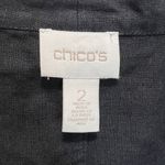 Chico's 2 Linen Jacket Large Black Open Draped 3/4 Sleeve Lightweight Photo 6