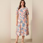 NWT!Floral Pink & Blue Off/On Shoulder Pocket Dress Size 10 or Medium Photo 1