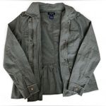 Anna Cai New York Olive Green Military Look Zippered Ruffled Hem Jacket Sz L. Size L Photo 2