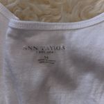 Ann Taylor Round Neck White Cotton Tank Top Sz M Lace Ribbon & Rhinestones Photo 4