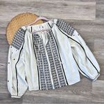 frame denim FRAME anita linen embroidered peasant blouse‎ Photo 3