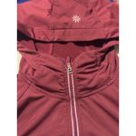 Athleta  Burgundy Ruched Athletic Jacket Hoodie Thumbholes Zip Pockets Women's M Photo 3