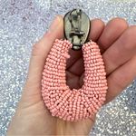 ZARA Like  Oversized Pink and Green Beaded Earrings Photo 2