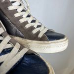 Philippe Model Paris Womens High Top Sneakers Leather Suede Metallic Navy Brown Size 8 Photo 3