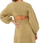 Free People  Womens Sweater Olive Green Emmaline Balloon Sleeve Mini Dress Size M Photo 4