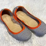 BCBGeneration  Woman's Orange Black and White Classic Striped Flats Size 10M Photo 0