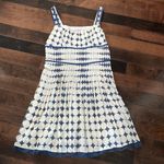 Gracia  sleeveless mini dress Polka dot pleated Blue & cream Lined Size L Lined Photo 1