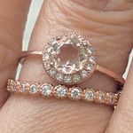Morganite 925 Rose Gold Solitaire & Eternity Engagement Ring Set Size 7 3g Photo 2