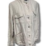 C&C California Linen Button Front Shacket Shirt Jacket Oatmeal Beige Size Med Photo 2