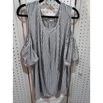 Max Studio Striped Cold Shoulder Top Plus Size 3X Black White Photo 1
