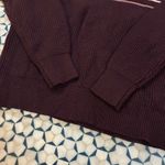 VTG Bennington California V Neck Sweater Burgundy Ribbed Stripe Women's XL Brown Photo 3