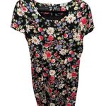 August Silk Women's Black Floral Short Sleeve Scoop Neck Back Zip Dress Size 8 Photo 0