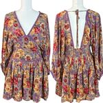 Free People Sweet Dreams Printed Mini Dress in Taupe Combo NWT Size Small Photo 8