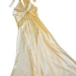 Reformation  Maddison 100% Silk Midi Dress Halter Yellow Zest Satin Size 0 NWT Photo 5