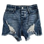Good American  Bombshell Denim Cut Off Frayed Raw Hem Shorts | Blue | 25/0 Photo 1