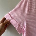 Talbots Sz XL Pink Stretch Open Split V Neck Roll Cuff Pullover Blouse Tee Shirt Photo 4