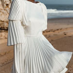 Andrea Iyamah NEW  resort vacation white satin pleated sachi romper Large Photo 0