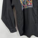 Vtg.TOGETHER! Black Button Up Shirt Medium‎ Embroidered Boho Ethnic Folk Artsy Photo 4
