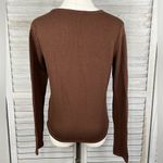 BRIT & BRI Cropped Long Sleeve Tee Stretchy Ribbed Brown Photo 1