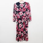 Kate and Lily Womens Dress Size 16W Navy Pink Floral Midi Wrap Boho Romantic Photo 5