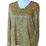 Vintage Valentino Miss V 100% Silk Polka Dot Blouse, Size 10 (44) Yellow Photo 0
