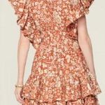 Ulla Johnson Kiri Floral Flutter Sleeve V-Neck Mini Dress Orange Women's Size 0 Photo 1