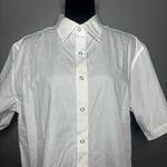 Harriton White Short Sleeve Button Down Casual Shirt Men Size Medium Photo 1