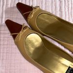 Vicari Size 8 Tan Leather Color Block Kitten Heels Photo 7