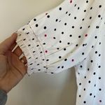 Summersalt Womens Polka Dot Puff Sleeve Top XL V-Neck Smocked Hem Cream NWOT Photo 2