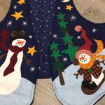 Snowman Star Winter Christmas Vest Blue Teacher Cabin Holiday Kitsch Size XL Photo 2