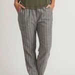Marine layer  Allison Dark Gray & White Striped Dolphin Hem Cropped Pants Medium Photo 0