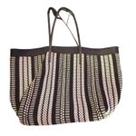 Bimba y Lola large‎ Plaited Shopper Tote Bag Black Woven Striped Beach Vacation Photo 12