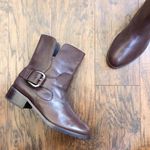 Donald J Pliner • Donata 2 ankle boots brown leather buckle strap moto Size 7.5 Photo 0