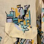 80s Heet sportswear Jazz Musicians Yellow Button Down Shirt Multi size Photo 2