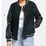 ZARA Women’s Black Faux Leather Varsity Bomber Jacket Outdoor Size XS Photo 0