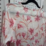 Como Blu Womens White Pink Floral Lace Trim Tie Neck Long Sleeve Blouse Rayon S Photo 6