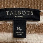 Talbots  Pullover Sweater Gold Metallic Sparkle Shimmer Striped Knit Top Size PM Photo 4
