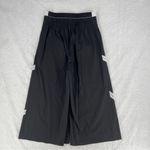 Ozai N Ku Wide Leg Pants Ribbon Appliqué Asymmetric Cutout Hem Zip Elastic Waist Black Size M Photo 6