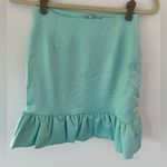 Naked Wardrobe  The Statement Pastel Turquoise Satin Ruffled Mini Skirt XS Photo 0