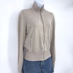 James Perse  Supima Cotton Lycra Zip Up Track Jacket Tan Size 2 US Med Minimalist Photo 1