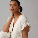 Anthropologie  Babydoll Dress V-Neck Ruffled Tiered Cottagecore Flounce Hem Small Photo 2