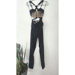 PatBO Lurex Cut Out Jumpsuit Black Strappy Cat Suit Size 4 $595 Photo 6