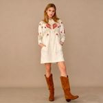 Johnny Was NWOT Sweater Dress Pullover Embroidered Floral High Neck Size S Photo 0