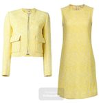 Carven Two Piece Yellow Tweed set size FR 40 /USA 8 zip up jacket and dress Photo 1