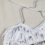 LG White Cowboy Fringe Halter Tie up Swimsuit top Photo 2