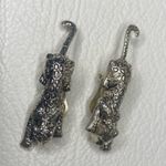 Vintage Novelty Chetah Leopard Big Cat Clip On Silver Earrings Photo 9