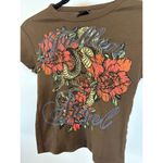Urban Outfitters Fallen Angel Tattoo Brown Graphic Baby Tee Floral Snake Small Photo 1