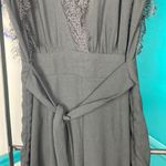 Newbury Kustom Newburyport Custom sm black v neck jumpsuit ruched sides of legs. Lace trim Photo 9