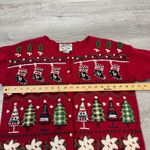 heirloom collectibles Christmas Cardigan Red Embroidered Trees Stockings M Photo 6