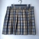Hug Sunshine Tan Blue Black Plaid Pleated Schoolgirl Mini Skirt XL Photo 0